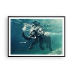 Affiche Poster 100x70cm Tableaux Image Photo éléphant animal eau Wall Art