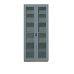 Asplund - Snow Cabinet F D42 Glass Doors - Nordic Blue, Ek Sockel - Vitrineskap -  Thomas Sandell & Jonas Bohlin - Blå - MDF/Tre