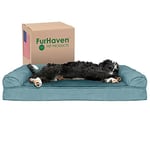 FurHaven Lit pour Chien en Gel rafraîchissant pour Chiens de Grande/Moyenne Taille avec traversins Amovibles et Housse Lavable, pour Chiens jusqu'à 25 kg – Canapé en Peluche et Daim – Piscine