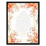 Artery8 Blessed Beatitudes Sermon of the Mount Matthew Gospel Orange Jesus Christ Christian Bible Faith God Quote Revelations Flowers Artwork Artwork Framed Wall Art Print 18X24 Inch