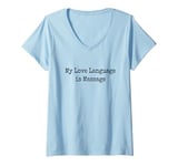 Womens Massage Is My Love Language LMT Massage Therapist V-Neck T-Shirt