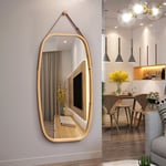 Freosen - Miroir Mural 74x43cm Décor Bois Miroir Avec Cadre en Bois avec Crochet pour Salon, Chambre ou Dressing