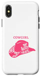 Coque pour iPhone X/XS Chapeau de cowgirl rose pour cowgirls et rodéos