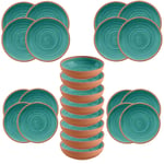 24 Piece Turquoise Rustic Swirl Melamine/Plastic Outdoor Dinnerware - Set for 8