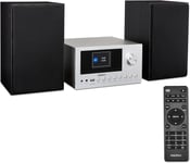 P85003 Mini Chaîne HiFi avec Lecteur CD (WiFi, Bluetooth, Radio Internet, Dab +, USB, AUX, Égaliseur, Écran Couleur TFT avec télécommande, 2X 15 W RMS) Argent