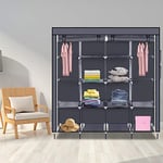 Outvita Armoire de Rangement Penderie Tissu Armoire Chambre Portable pour Chambre D'adulte avec Housse 12 Couches - 169,5x44x181,5cm, Gris…