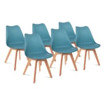 Lot de 6 chaises scandinaves sara bleu pastel pour salle à manger