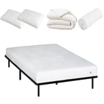 OLYMPE LITERIE Pack Prêt à dormir EGIO 140x190 cm Matelas Latex Like + Sommier Métal + Accessoires