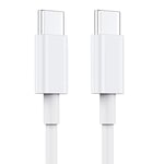 Tec-Digi USB C to USB C Charging Cable 1M, 60WType C fast Charging Cable for MacBook Air/Pro, iPad Mini 6/Pro 2022/Air 5, Samsung Galaxy S21/S21+/S20+ Ultra Note 20, Pixel 4/3 XL fast charging White