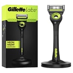 GilletteLabs Avec Barre Exfoliante, Rasoir Pour Homme De Gillette, 1 Manche, 1 Recharge De Lame, Comprend Un Support Magnétique Premium