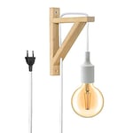 Barcelona LED LN123-B Applique murale nordique avec équerre en bois et pendentif en silicone pour douille E27, couleur blanche