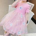 Kids Girl Cosplay Party Princess Frozen Elsa Costume Party Dress blue 100cm pink 100cm