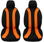 Housses de siège sur Mesure pour sièges Auto compatibles avec VW Caddy 2010-2015 conducteur et Passager Housses de siège FB : N305 (Noir/Orange)