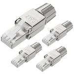 AXFEE Lot de 4 RJ45 CAT 7 Connecteur, Coupleur RJ45 Cat7 Blindé, connecteurs de sertissage sans Outils RJ45 Cat 6 Cat 7, pour l'Extension des câble de pose LAN, câble d'installation Ethernet