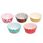 KitchenCraft Pack of 250 Cupcake Cases, Assorted 'Brights' Floral / Striped Prints, Paper, Multi Colour, 7cm