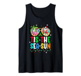 Tis The Sea Sun Santa Beach Summer Christmas In July Summer Tank Top