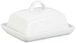 axentia Super White Porcelaine Beurrier avec couvercle, Beurrier traditionnel, Beurrier Couvert avec Poignée, Bol de service élégant Vaisselle, env. 16 x 8 x 13 cm