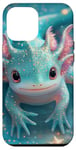 Coque pour iPhone 14 Plus Axolotl mignon bleu avec étoiles axolotls bleu