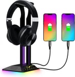 Support de Casque RGB, Support de Support de Casque de Jeu de Bureau avec 2 Ports USB, Support D'affichage de Casque de Jeu pour Accessoires D'écouteurs de Jeu de Table de Bureau Gamer