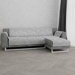 Datex “Glamour” Housse de canapé antidérapante avec chaise-longue droite, Gris clair, 290cm