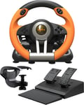 V3 Pro Volant De Course,Volant Avec Pedale - 180° Volant Pc,Retour De Vibration,Palettes De Changement De Vitesse - Volant Pour Pc,Ps3,Ps4,Switch,Xbox One Et Xbox Series S & X - Orange