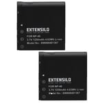 EXTENSILO 2x Batteries compatible avec Casio Exilim EX-FC100WE, EX-FC150, EX-FC150BK appareil photo, reflex numérique (1250mAh, 3,7V, Li-ion)