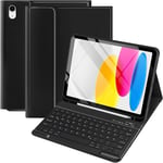 Étui Avec Clavier Allemand Pour Ipad 10e Génération 10,9"", Étui Folio Sans Fil Avec Support Pour Stylo Et Clavier - Noir