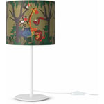 Paco Home Lampe Poser Chambre Enfant Chevet Abat-Jour Tissu Applique Ronde Animaux Lampe de table - Blanc, Design 4 (Ø18 cm)