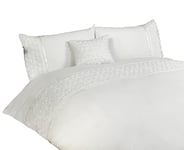 White King Size Duvet Cover and 2 Pillowcases Bedset Bedding Raised Rose Ruffled Detail