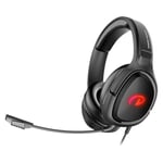 Casque Gagming avec microphone détachable Casque filaire avec son de basses profondes avec lumière LED pour casque d'ordinateur portable PS4 XBOX PC, noir