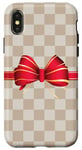 Coque pour iPhone X/XS Vanilla White Coffee Red Bow Checkered classic pattern