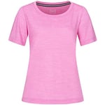 super.natural T-Shirt à Manches Courtes pour Femme - en Laine mérinos - W Essential Scoop Tee - Taille : XS - Couleur : Rose chiné