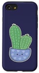 Coque pour iPhone SE (2020) / 7 / 8 Cactus Kawaii en pot pour les amateurs de plantes succulentes bleu nuit