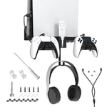 Étagère De Montage Mural Pour Ps5, Kit De Support De Support Ps5, Support De Casque, Câble De Chargeur De Contrôleur, Support À Distance Medie Sur Le Mur, Métal