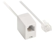 10m RJ11 Extension Cable 4 Pin ADSL Broadband Router Modem Phone 6P4C M F White