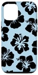 Coque pour iPhone 12/12 Pro Hibiscus Flower Floral Hawaiian Cute Women Turquoise Yellow