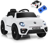 Voiture électrique Enfant 12V Coccinelle avec Télécommande 1 Place avec LED Bluetooth Blanc