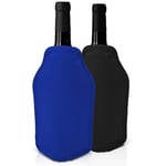 Joeji's Kitchen Set of 2 Wine Bottle Cooler Freezer Sleeves - Black & Navy Blue - Perfect for Chilling Wine Prosecco Champagne Bottles - Ideal for Dinner Parties Picnics Festivals