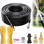 10M Flexible Drain Rods - High Pressure Washer Hose Pipe Cleaning Kit...