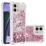 IMIRST Etui de Téléphone Compatible avec Moto G Stylus 5G Bling Liquid Glitter Silicone Housse de Protection Anti-Choc Airbag Bumper Shell Motorola Moto G Stylus 5G (2023). YBW Love Rosegold