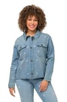 Ulla Popken Femme Grandes Tailles Veste en Jean, Oversize, Broderie Florale, col de Chemise Bleu Clair 54+ 813459901-54+