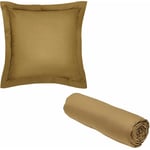 Today - 1 drap housse 90x190 Coton Bio + 1 taie carrée Marron Bronze