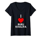 Womens Dubai Souvenirs I Love Burj Khalifa United Arab Emirates V-Neck T-Shirt