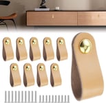 10 PCS Poignée de Porte en Cuir pour Meuble Poignées de Porte de Placard avec 20 Vis pour Cuisine Chambre