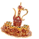 (Gold Red)Metal Wine Pot Kit Vintage Colorfast Coffee Pot Set Exquisite For