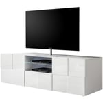 Meuble Tv - MILANO - 2 portes - 1 tiroir - Blanc laqué brillant - 181 x 42 x 56 cm