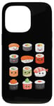 Coque pour iPhone 13 Pro Visages de sushis kawaii mignons type japonais de suchi amateur de nourriture