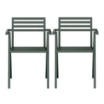 NINE - 19 Outdoors - Stacking Arm Chair Set of 2, Green - Matstolar utomhus - Butterfield Brothers - Grön - Metall