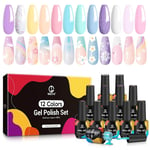 UV-nagellack, gelnagellack, UV 12 färger, pastellmacaroon,