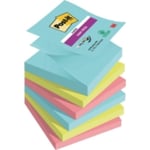 6 st Post-it Super Sticky Z-Notes, ass. färger, 76 x 76 mm, 12 st.